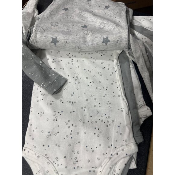 Carter’s 6 Month 6 Pk of Long-Sleeve Bodysuit Gray & White Moon and Back - Picture 4 of 6